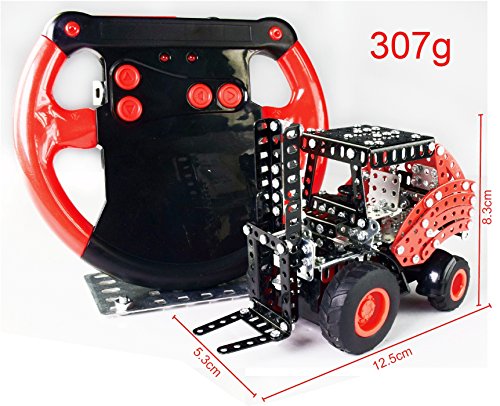 TRONICO Metallbaukasten RC Gabelstapler LED ferngesteuert Konstruktionsspielzeug - Mint - STEM - Modellbau - Bauen mit Werkzeug