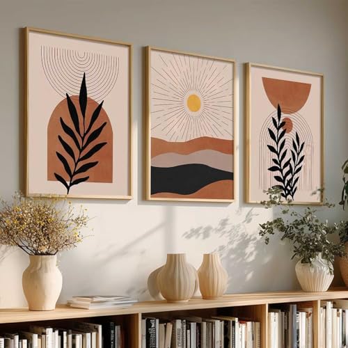 Image of Kalit Kala Decor Boho Painting Wall Art Home Decoration Paintings With Frame For Living Room Bed Room Hotel Wall Decor Digital Reprint Set of 3 (13X17 inch)