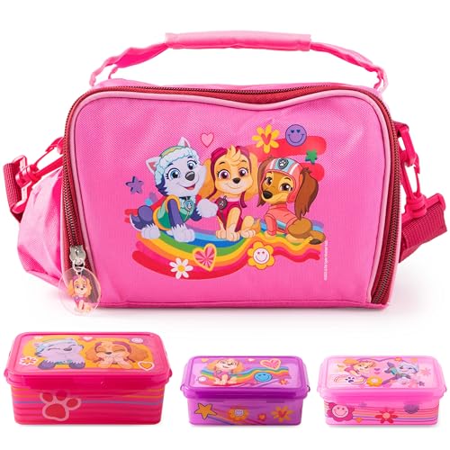 p:os PAW Patrol - frigorífico portátil para crianças (1,7 l, inclui 3 lancheiras), perfeito para viagens, praia, creche ou escola, cor-de-rosa