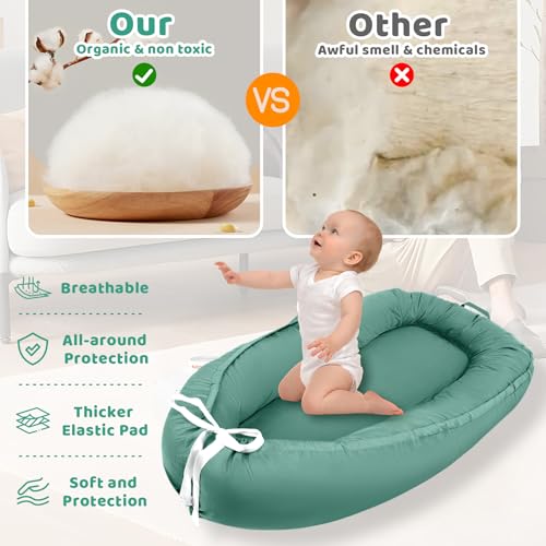 Image of Baby Lounger Cover for Newborns, Reversible & Adjustable Infant Nest, Soft Baby Nest, Breathable & Washable, Portable Lounger for Boys & Girls