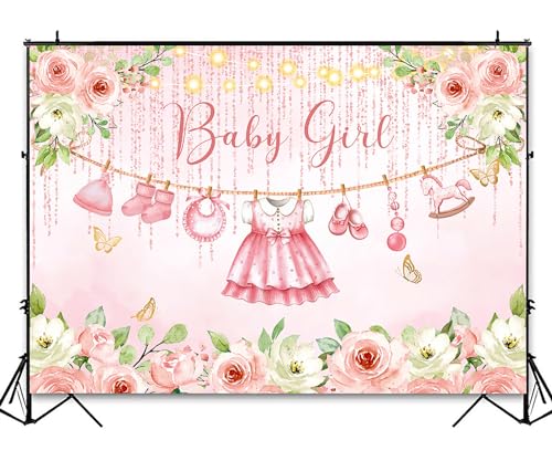 Fondo Photográfico Baby Shower Rosa Floral 7x5ft miniatura 3