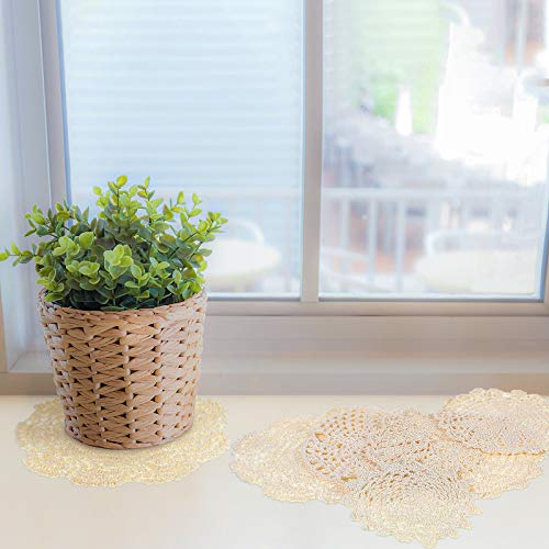 image for Chuangdi 8 Pieces 6 to 8 Inch Cotton Lace Doilies Crochet Handmade Lac