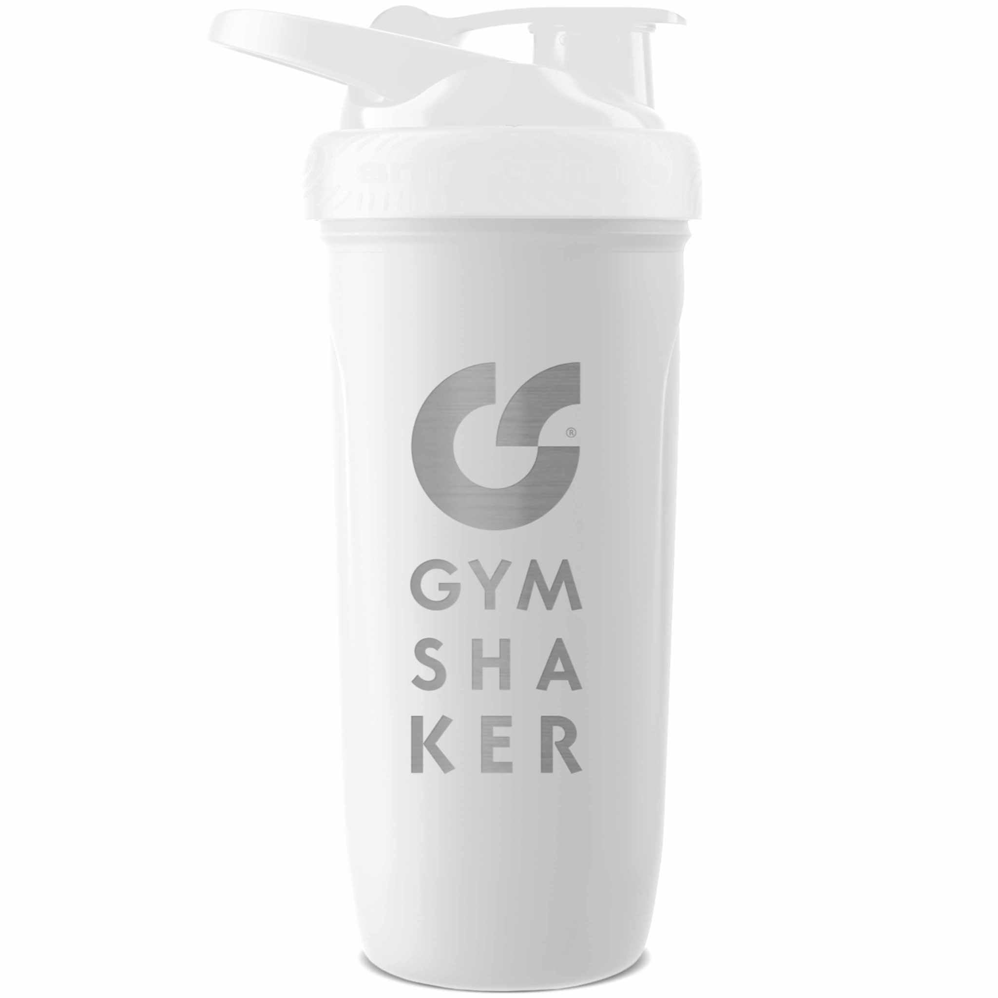 GYMSHAKER Shaker per proteine - 800 ml - senza BPA - a tenuta stagna - qualità Premium - setaccio per shake privi di grumi - Bianco