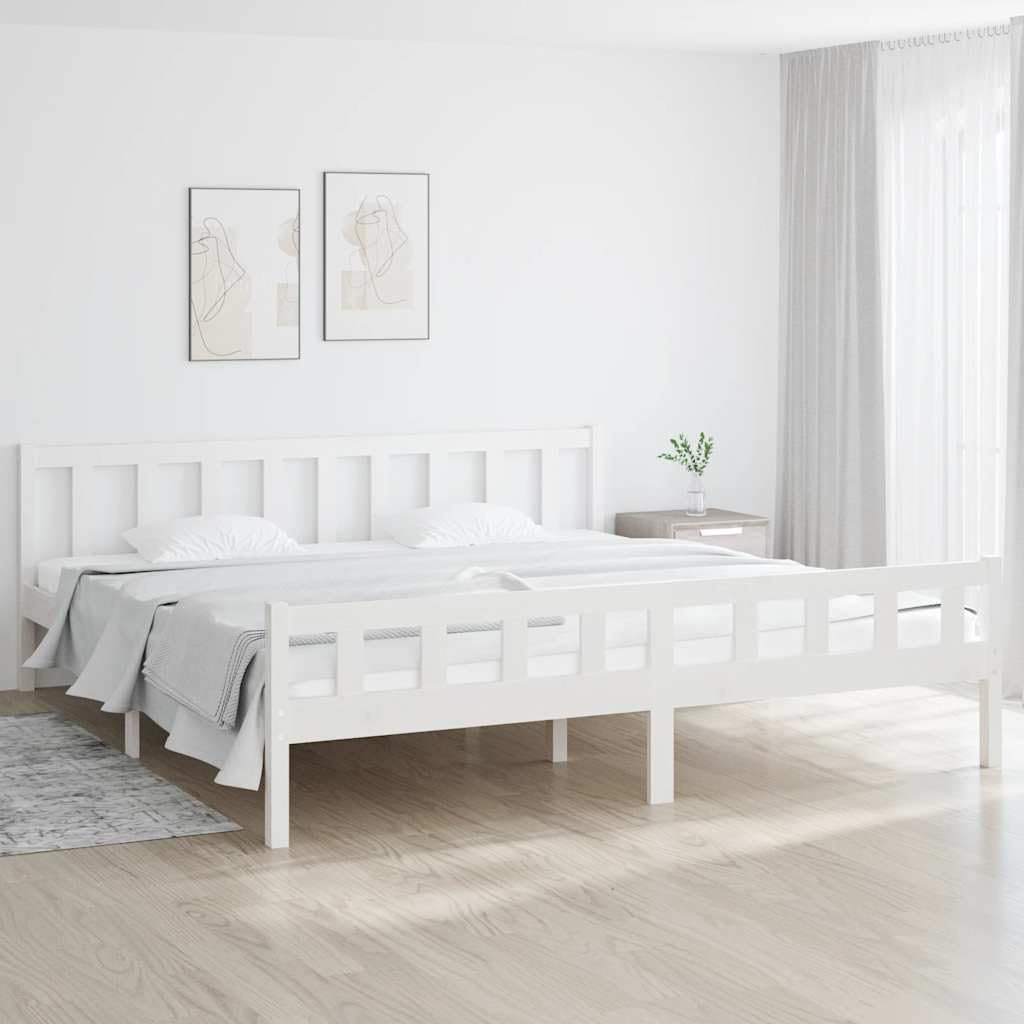 Legno Massello di Pino e Faggio Giroletto Bianco con Testiera 160x200 cm