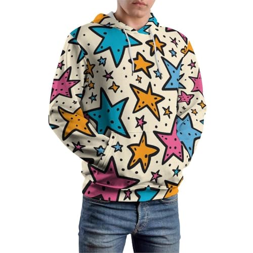 Hoodie étoiles colorées sweat manches longues pour weekend décontracté