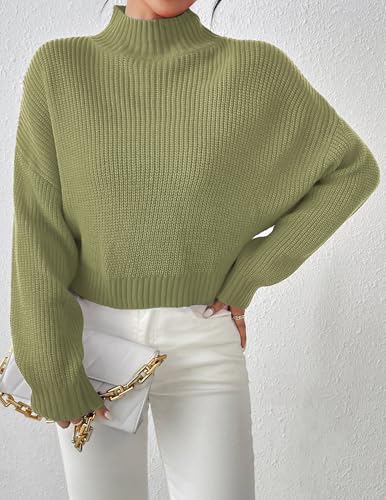 Image of Libsorge Womens Cute Lightweight Turtleneck Ultra Cropped Sweaters Spring 2025 Ribbed Knit Crop Thin Pullover Sweater
