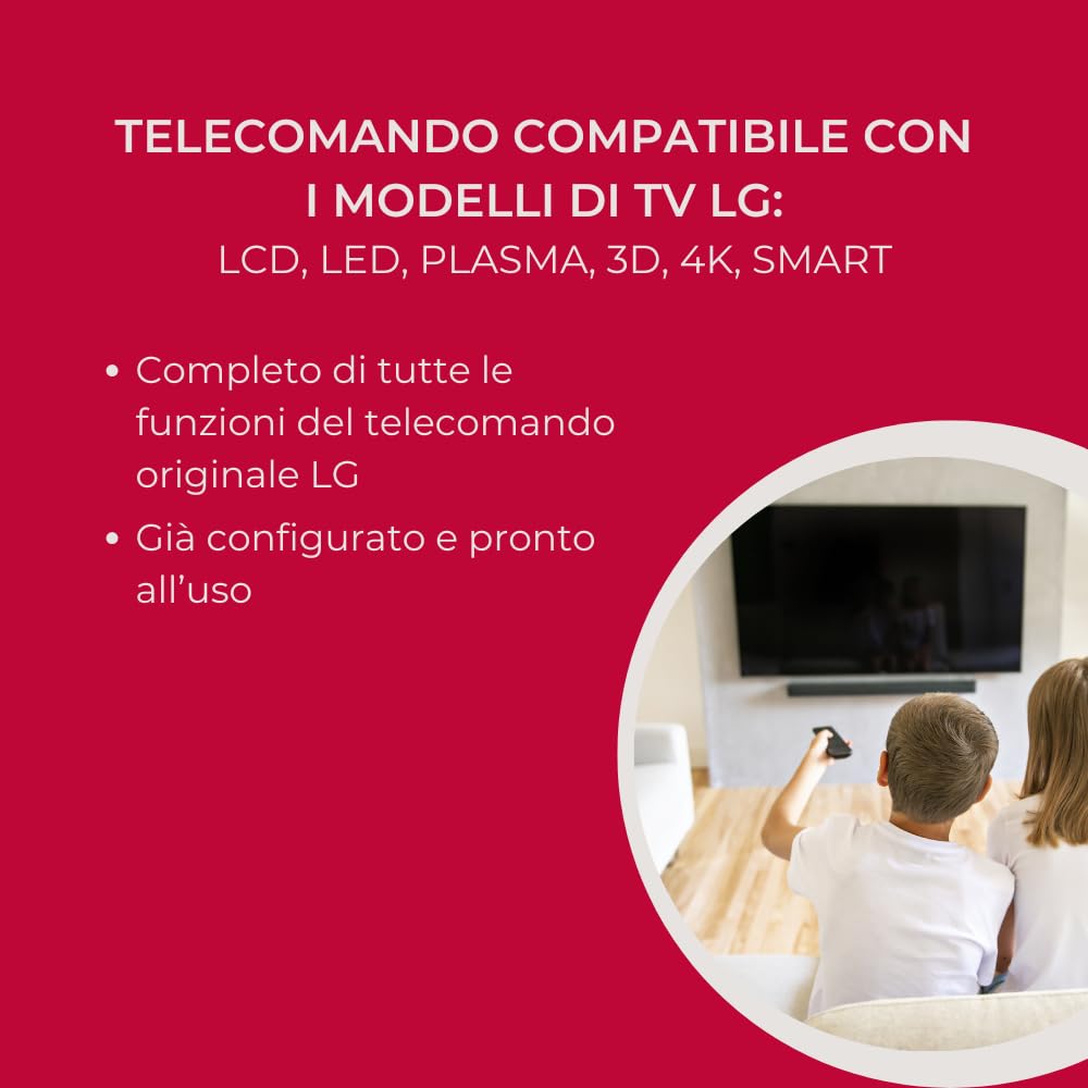Digiquest Telecomando compatibile con i modelli TV a marchio LG | Tasti fluorescenti e dedicati alle piattaforme streaming I Già configurato e pronto all'uso