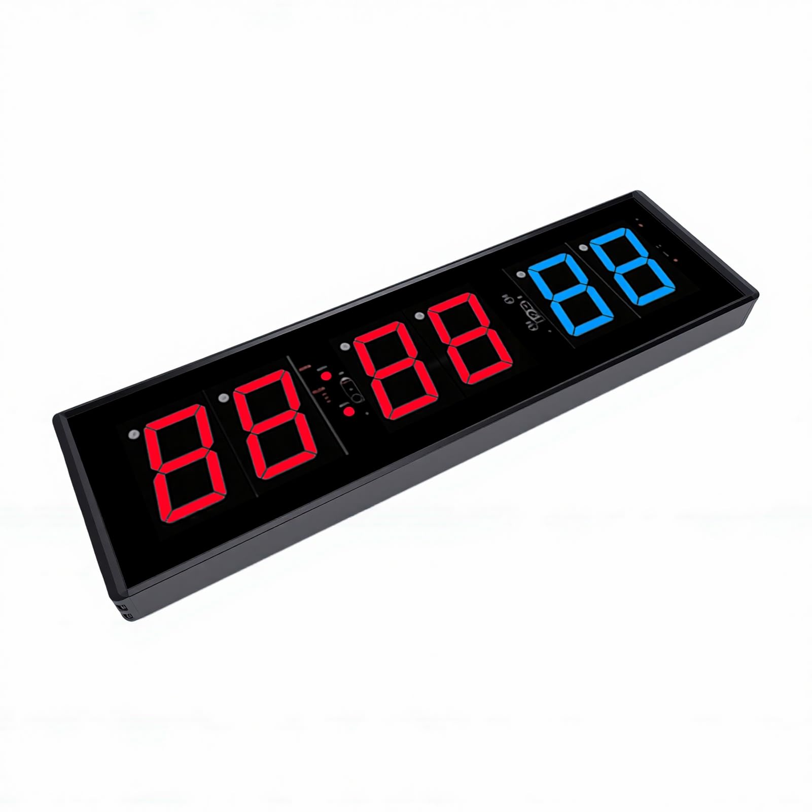 AMONIDA Minuterie de Salle de Sport, Horloge à Intervalles LED avec Télécommande, Programmes Prédéfinis Personnalisés Tabata FGB, Compte à Rebours 12/24 Heures, Chronomètre, Table Murale en Alliage