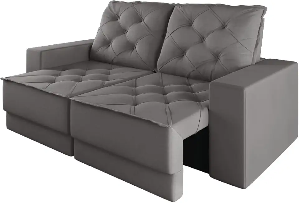 Sofá Retrátil e Reclinável 3 Lugares 1,80m Verona Suede Cinza Mamflex