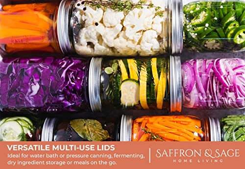 Saffron & Sage Canning Lids Regular Mouth - 120 Count Quality Universal Lids For Ball, Kerr Mason Jars - Good Sealing Performance For A Tight Seal, Food Grade, Rust Proof, And Thick To Prevent Warping #TOP4