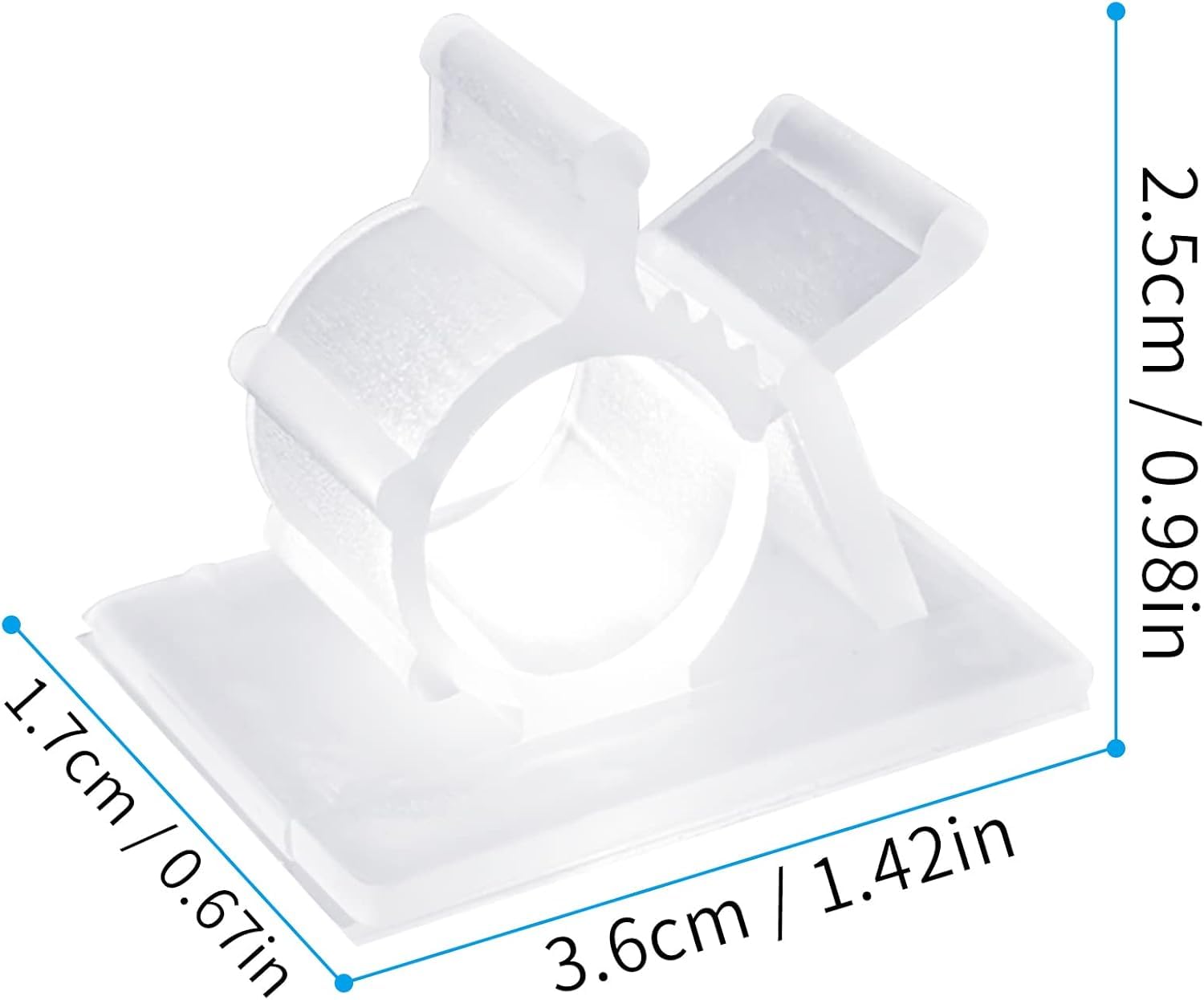 Viaky Transparente Kabel-Clips, selbstklebende Rückseite, Nylon, verstellbare Drahtführung, transparenter Tropfen-Drahthalter für 12,5 mm Kabel, 30 Stück