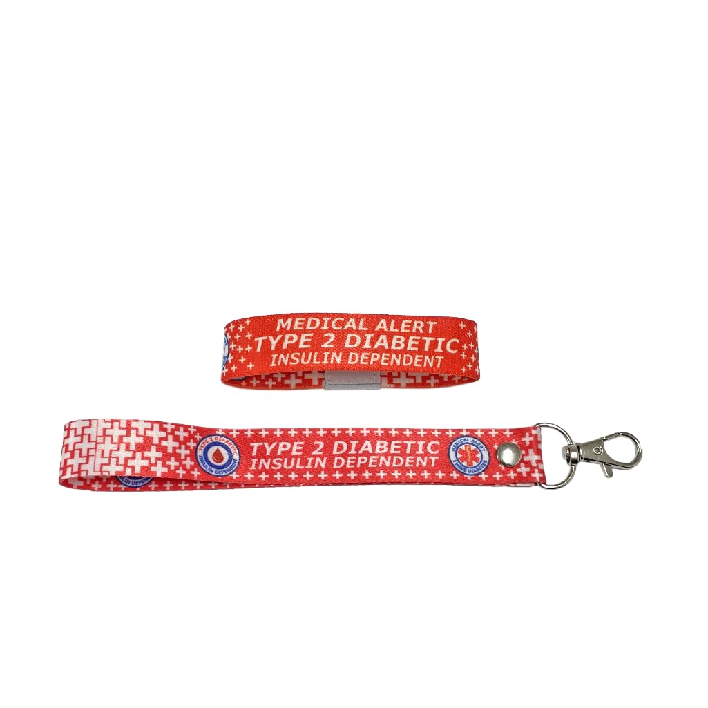 Set of Type 2 Diabetic elastic Wrist band wristband/Key tag gift diabetes