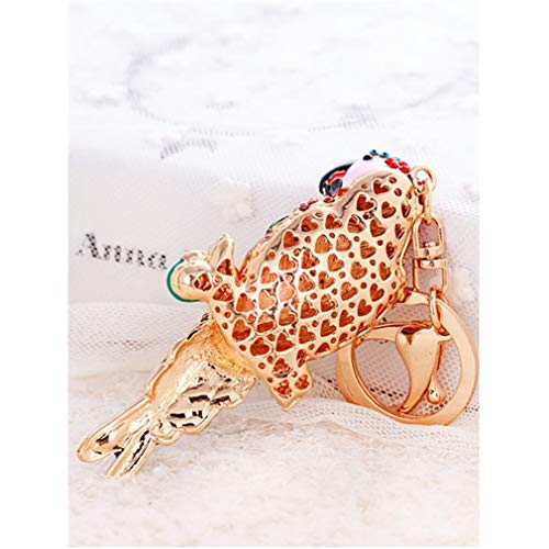 YAZILIND Keychains Cute Parrot Pendant Key Ring Car Accessory Rhinestone Key Ring3