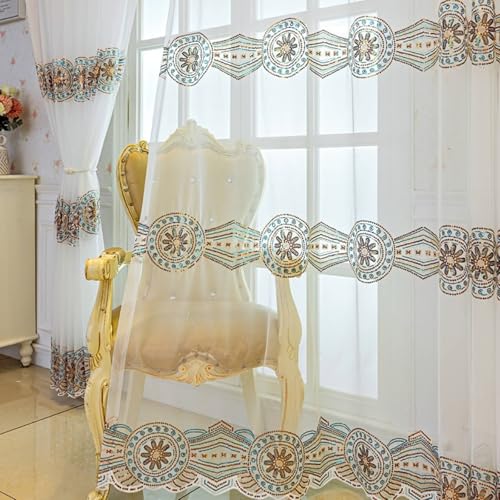 Voilage blanc perlé de haute qualité en polyester résistant 102x244 - 5