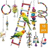 Colorful Wooden Beaded Bird Toys, Chew Toys for Parrots, Cockatiels, Budgies, 6-22 inches