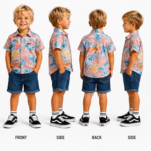 Image of Volcom Infant Toddler Boy Shorts Set - 2 Piece Short Sleeve Graphic Tees & Denim Shorts - Toddler Summer Clothes (12M-7)