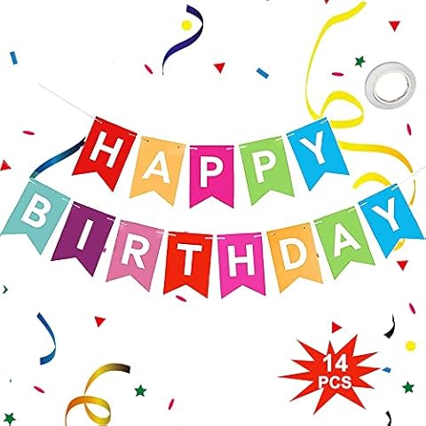 Happy Birthday Banner, Rainbow Happy Birthday Banners Garlands with Colorful Letters & Ribbon, Rainbow Happy Birthday Bunting Banners for Girls Boys Women Men Baby Shower Birthday Party Decorations Cover