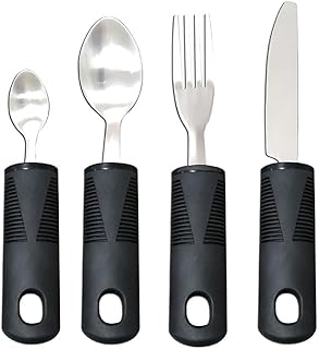 Ergonomisches Besteck-Set mit verdickten Griffen - Rutschfestes Essbesteck für Senioren & eingeschränkte Handmotorik ﻿