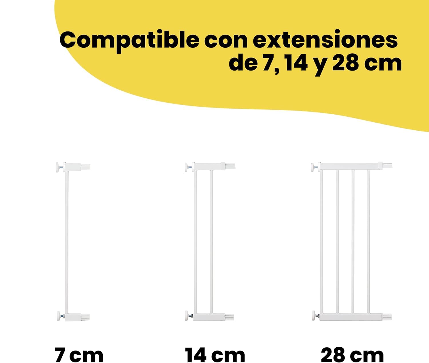Safety 1st SecureTech, Barrera Seguridad Niños Escalera Presión, 73–80cm (máx. 136cm), Valla Seguridad Infantil Fácil Cierre, Abertura con 1 Mano, Sin Tornillos (Sin Taladros), Doble Bloqueo, Blanca