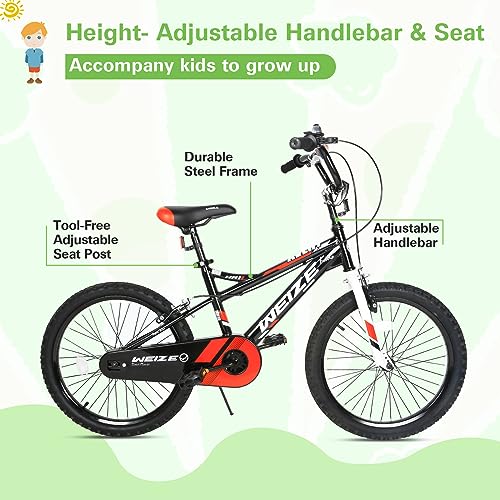 WEIZE Kids Bike, 16 18 20 Inch Children Bicycle for Boys Girls Ages 4-12 Years Old, Rider Height 38-60 Inch, Coaster Brake, Multiple Color Options