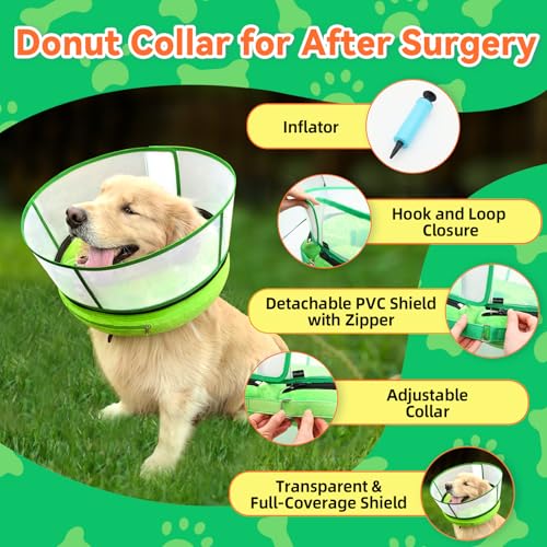 Image of Upgraded Inflatable Dog Cone Collar to Stop Licking, Soft Dog Donut Collar