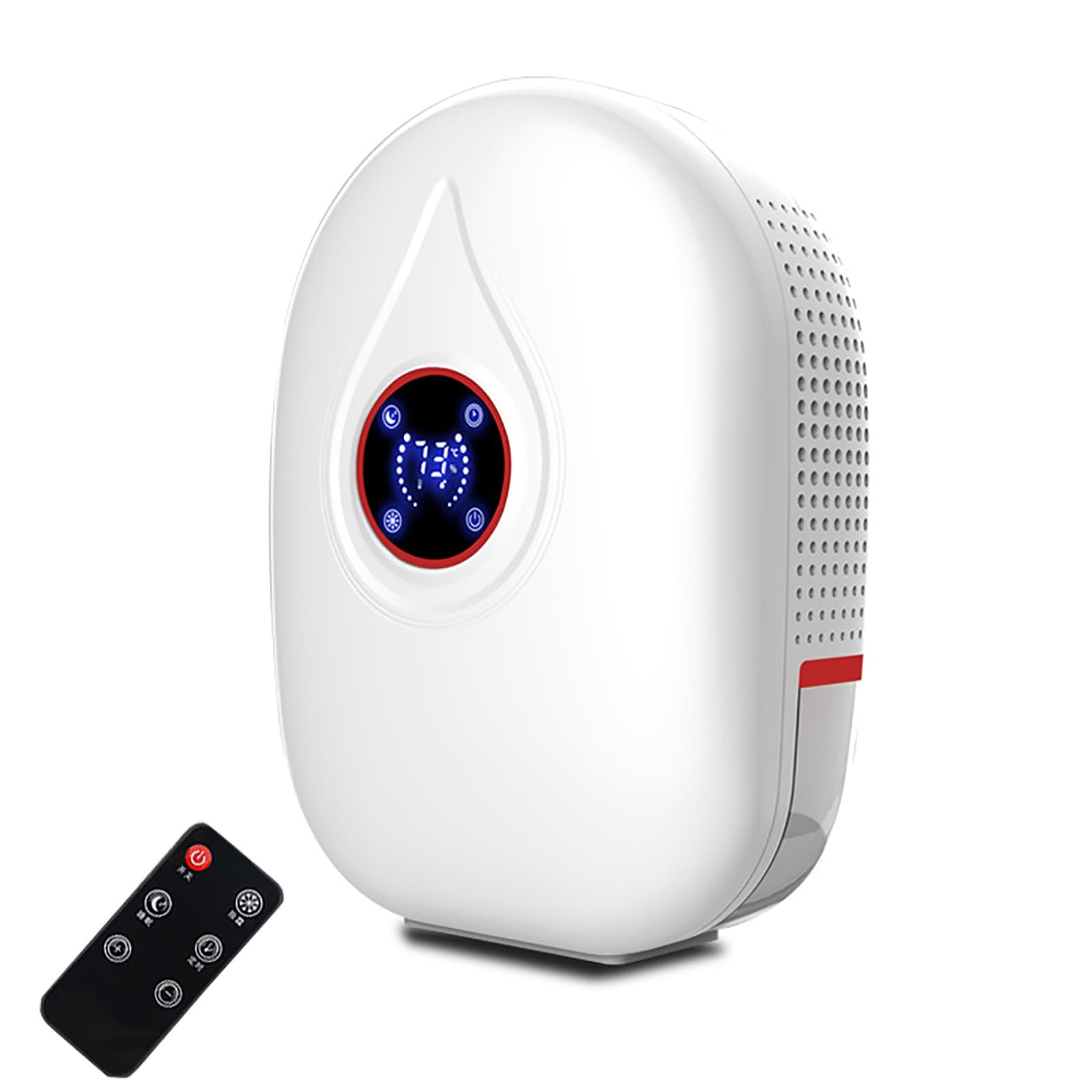 Deumidificatori per La Casa, Deumidificatore con Schermo LED Intelligente/Sbrinamento Automatico/Spegnimento Automatico/con Timer, Deumidificatori Silenziosi da 500ml per Stanza, Cantina (Color : Red