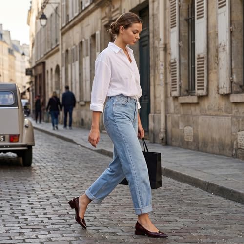 Image of LingxiaUne Dress Shoes for Women, Comfortable Dressy Flats, Womens Chunky Heel Pumps with Arch Support and Pointed Toe