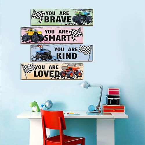 Accessoires de voiture pour chambre : 4 panneaux bois course