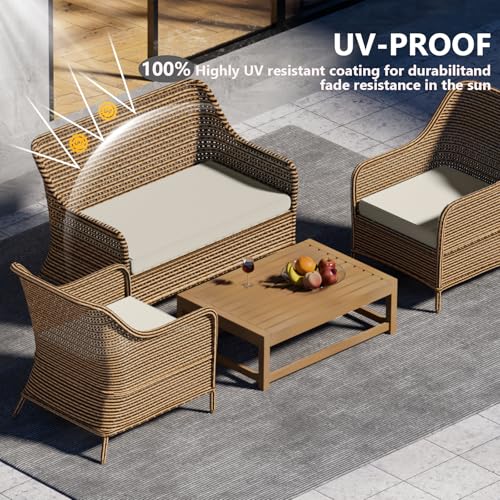 3 Pack Outdoor Patio Seat Cushions, Weather and Fade Resistant, Navy Blue, 3 in Thick High-Density Foam, Fits 4-Seater Rattan Patio Conversation Sofa Set - Image 5