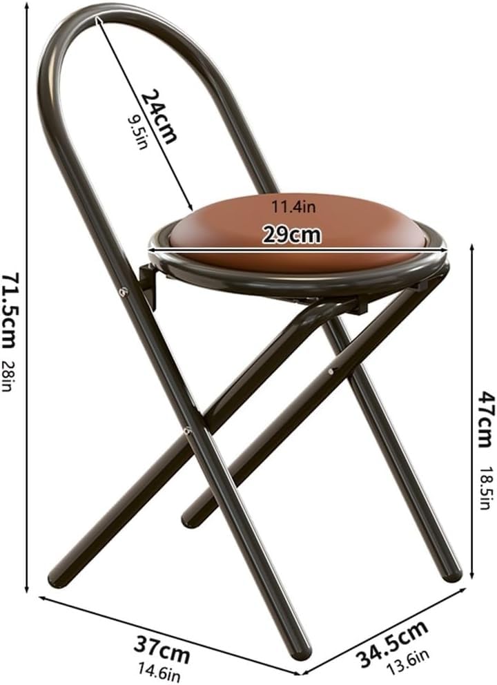 Tabouret de bar pliant avec dossier coussin rond noir pour chambre - 4