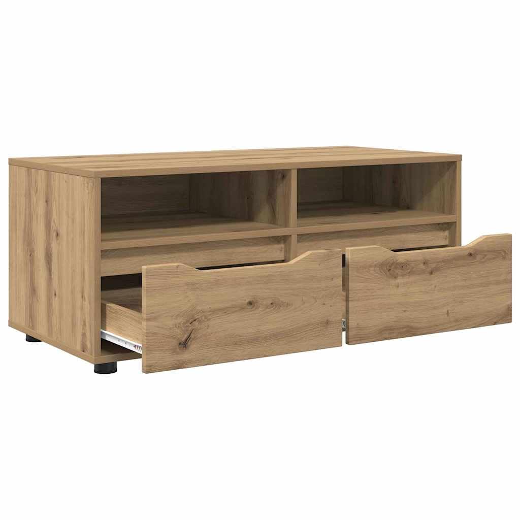 Mobile TV in rovere Artisan, 100 x 48 x 43 cm, con cassetto e ripiani, mobile basso per soggiorno, HiFi, canalina per cavi, archiviazione multimediale, home theater e angolo gaming