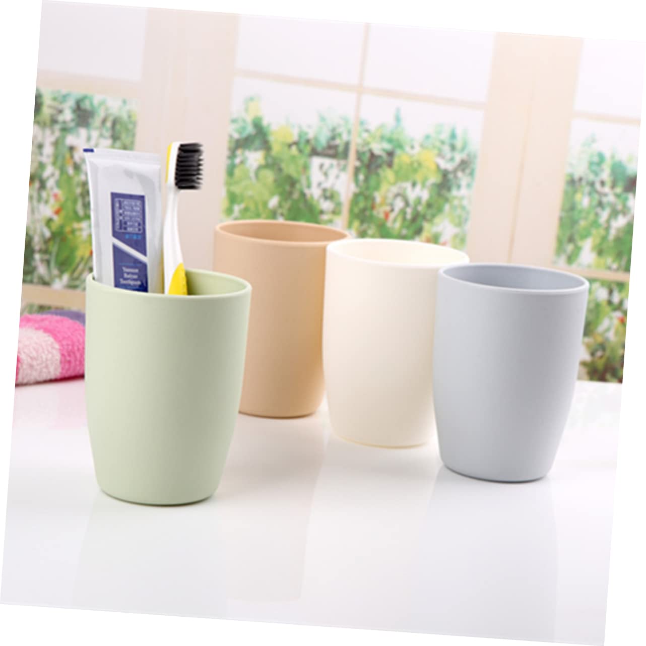 CIYODO Thickened Round Mouthwash Cup 201-300ml Unbreakable Plastic Cup for Tooth Bath Rinse Coffee Water Milk Juice Tea