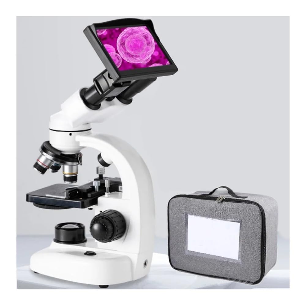 Microscope Zoom 40X-6000X Binocular Biological HD Microscope Lab Student Microscope with Led Light 7 inch sreen and WF10X 50X Eyepieces