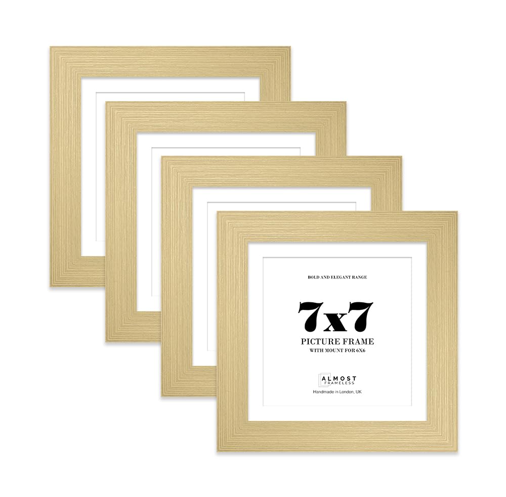 7x7" Gold Square Frame With Mount for 6x6" Pictures 28mm Edge Frame Display with Wall Hooks and Kickstand, 4 Pack โ image 1