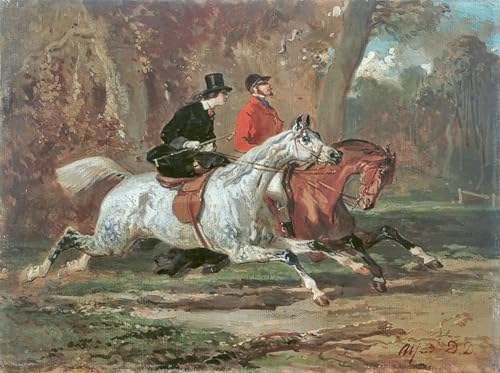 Cartel del Lienzo Cavaliere di Alfred Dedreux poster de tela grande 60x90cm pintura clasica de caballo