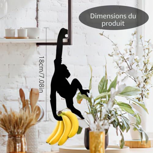KQDRAVINE Support pour Bananes, Crochet Porte Fruits, Support de Banane, Singe Stand de la Banane, Panier de Bananes, Multifonction, Durable, en Métal, pour Comptoir de Cuisine – vue 2