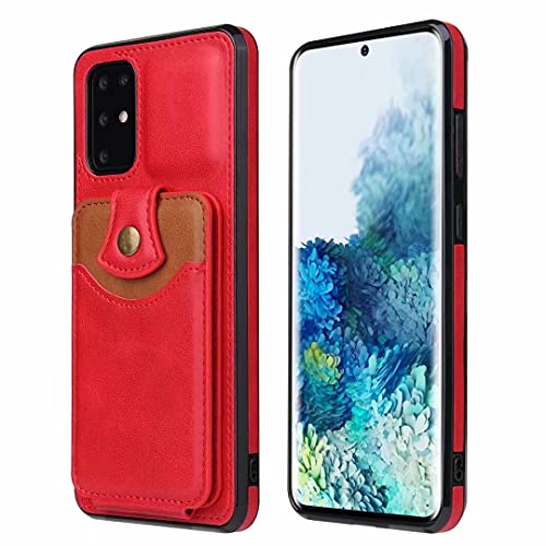 Hülle Case für iPhone 13, Premium Lederhülle Dünne Ledertasche Handyhülle mit Kartenfach Handytasche Ständer Flip Schutzhülle Kompatibel mit iPhone 13 Handy Hüllen rot Cover