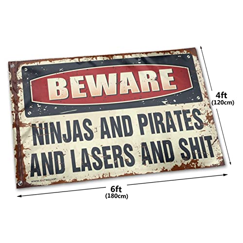 Drapeau d'avertissement Ninjas et Pirates déco Man Cave
