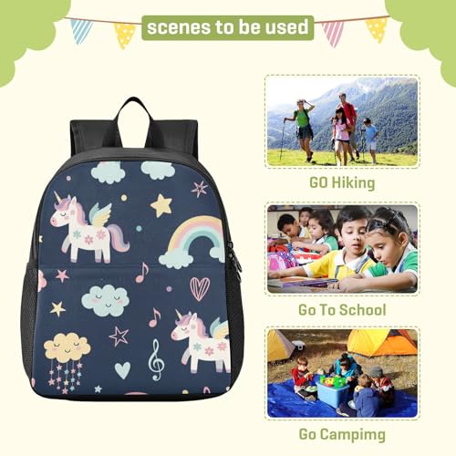 DOMIKING Fly Unicorn Navy Kids Backpack for Boys Girls School Kindergarten Backpack for Toddler Kids School Bag Bookbag Age 3-63