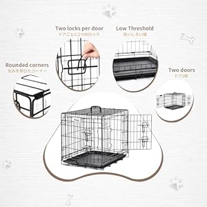   Wire-Dog-Crate-30-Inch-Double-Door-Folding-Dog-Cage-Wire-Dog-Kennel-with-Removable-Tray-Floor-Protecting-Feet-and-Handle-Medium-Crate-Dog