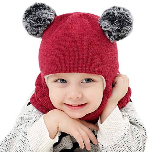 Image of Baby Girls Boys Winter Hat Scarf Kids Earflap Hood Scarves