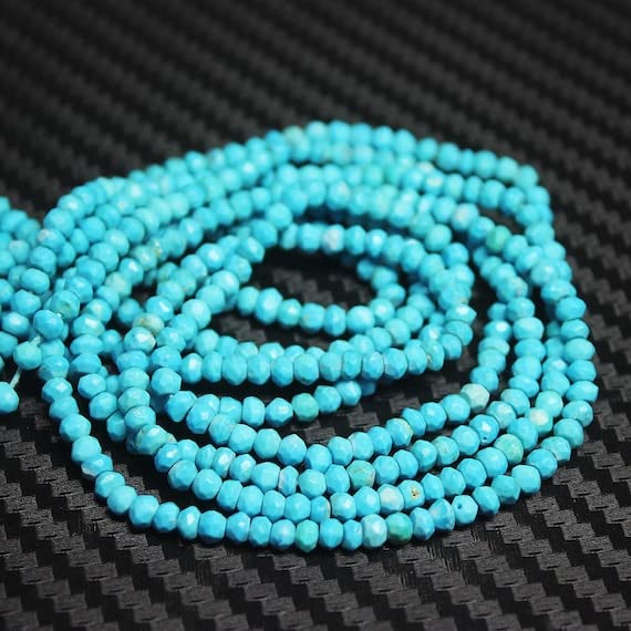 Perles en turquoise d'Arizona véritable LKBEADS rondelles facettées 3mm de qualité gemme