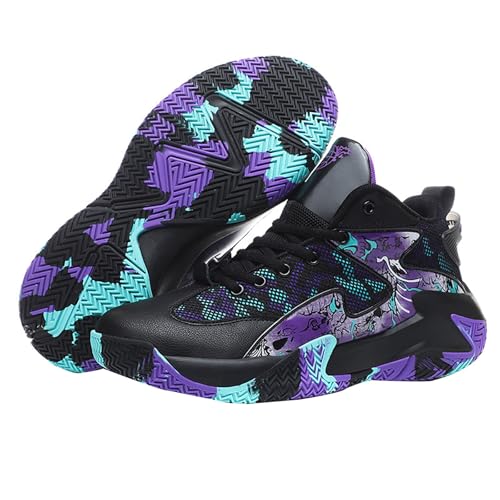 Zapatillas de baloncesto para hombre y mujer, con diseño gráfico de baloncesto, correr, pareja ligera de malla, zapatillas altas con cordones, zapatos de deporte con punta redonda reforzada para
