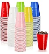 Goaste 240 Pack Plastic Party Cups, 16OZ Disposable Beverage Drinking Cups, Colorful Water Tumble...