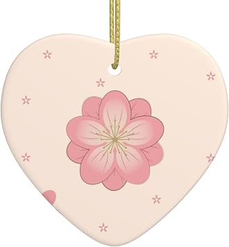 Little Pink Cherry Blossoms Christmas Tree Ceramic Hanging - Festive Holiday Ornaments for a Touch of Elegance and Charm Gifts