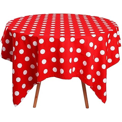 Jeloris Christmas Tablecloth Polka Dot Tablecloth, Red and White Holiday Pop Art Rectangle Wrinkle Free Table Cover for Holiday/Dining/Party Use (55x70 inch) Cover
