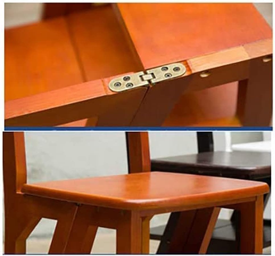 3 Step Ladder Stool Multi-Function Folding Stair Chair Dual-use Step Stool Home Solid Wood Ladder Folding (Natural)