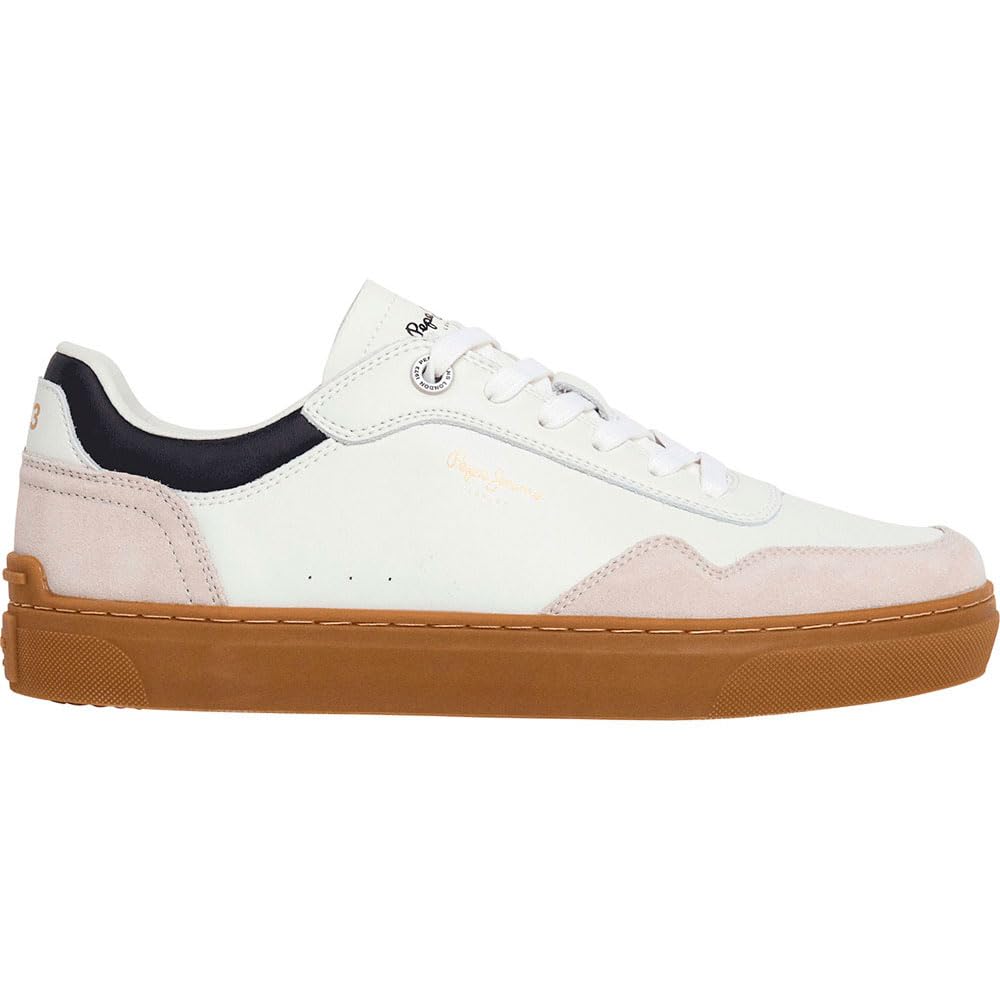Pepe Jeans Men's White Modern Camden Collar Trainers - Sneakers - 8 Uk - Shoes