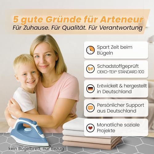 arteneur® - Made in Germany Bügelbrettbezug 120x40 | Hitzereflektierend | Gummizug | OEKOTEX100 |...