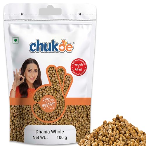 Image of Chukde - Dhania Sabut | Coriander Seeds | Whole Spices | Aromatic Indian Spice for Authentic Flavors | Ideal for Cooking, Seasoning & Masala Blends - 100 Gram (Pack of 4)